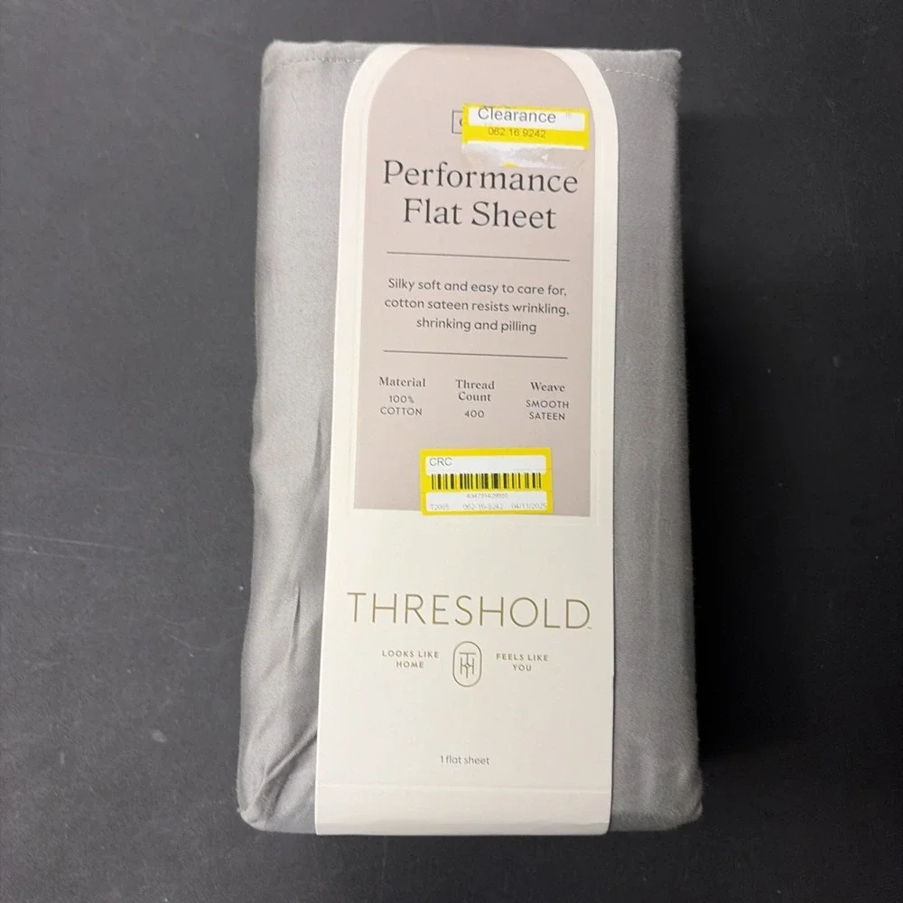 Queen 400 Thread Count Performance Flat Sheet Gray - Threshold: Cotton 20532